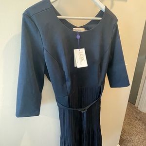 NWT Seraphine navy pleated maternity & nursing dress